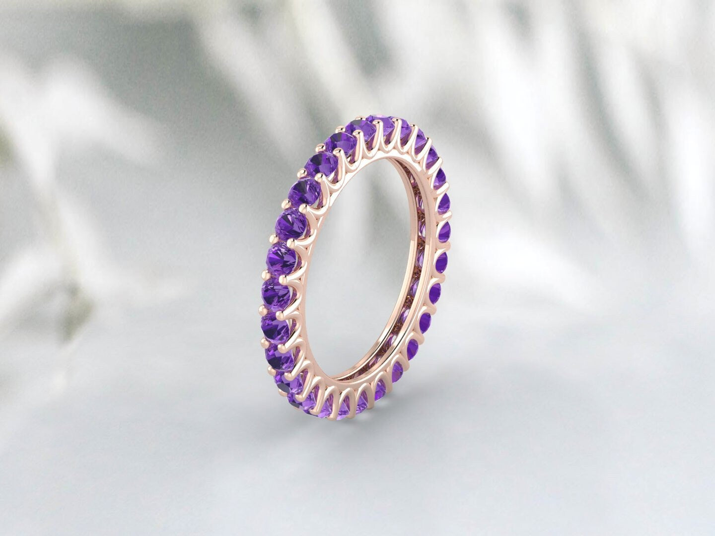 Unique Silver Amethyst Eternity Wedding Band Anniversary Gift For Her