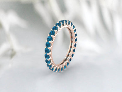 Genuine London Blue Topaz Ring, 3 mm Dainty Natural Topaz, Sterling Silver Band Ring, Stacking Rings for Women, Anniversary Birthday Gift