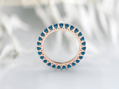 Véritable bague topaze bleue de Londres, topaze naturelle délicate de 3 mm, bague en argent sterling, bagues empilables pour femmes, cadeau d’anniversaire