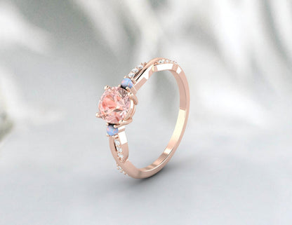 Oval Pink Morganite Engagement Ring Anniversary Ringgift For Her