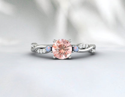 Bague de fiançailles ovale en morganite rose, cadeau d'anniversaire pour elle