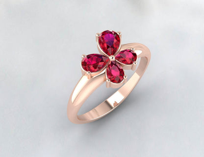 Pear Cut Ruby Anniversary Ring Red Gemstone Ring July Birthstone Ring