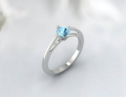 Aquamarine Solitaire Ring Engagement Ring March Birthstone Ring