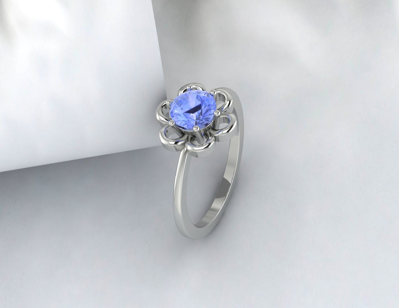 Bague de mariage Tanzanite Bague d’anniversaire de fleur Bague de fiançailles