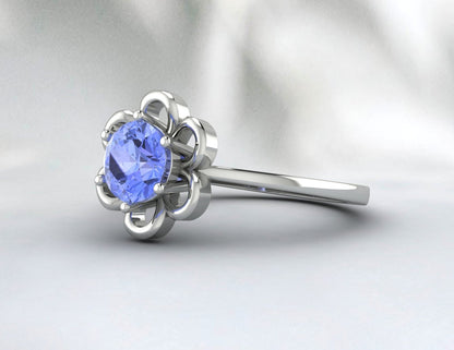 Bague de mariage Tanzanite Bague d’anniversaire de fleur Bague de fiançailles