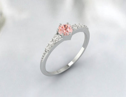 Bague de fiançailles Peach Morganite Cluster Promise Bague de mariage