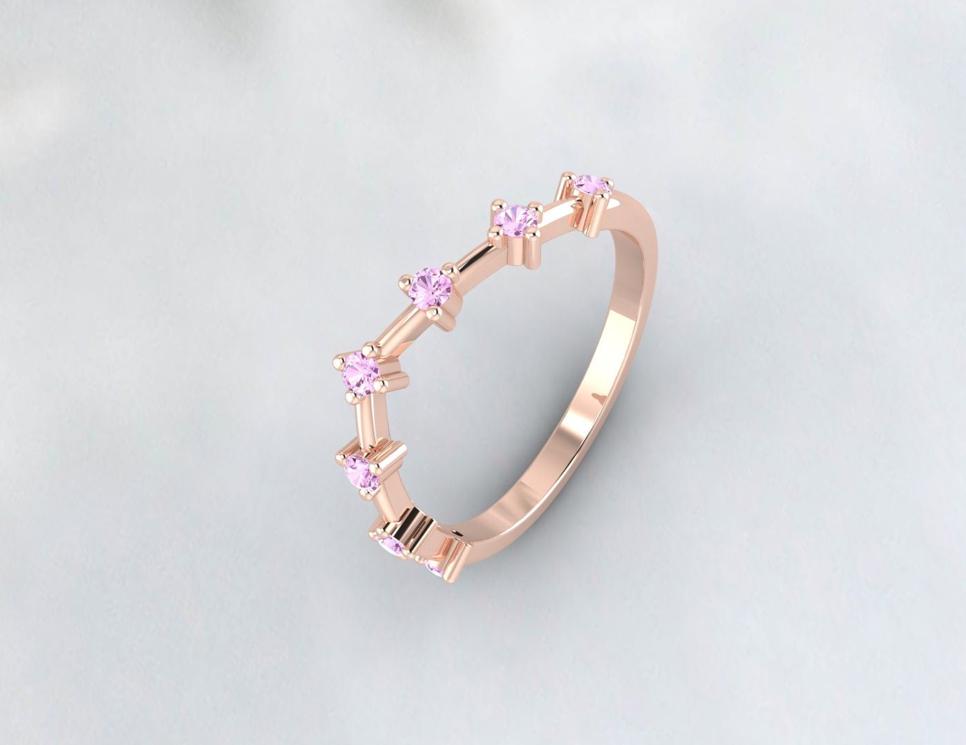 Bague de mariage Simple en saphir rose, Vintage, proposition pour bague de mariée