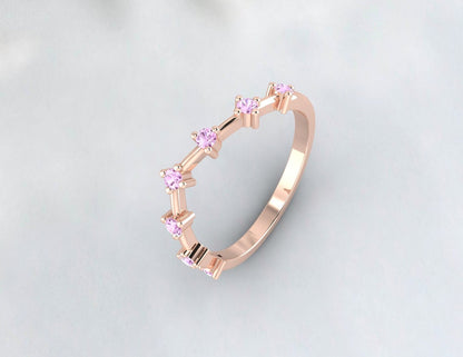 Pink Sapphire Simple Wedding Band Vintage Propose Band For Bride Ring