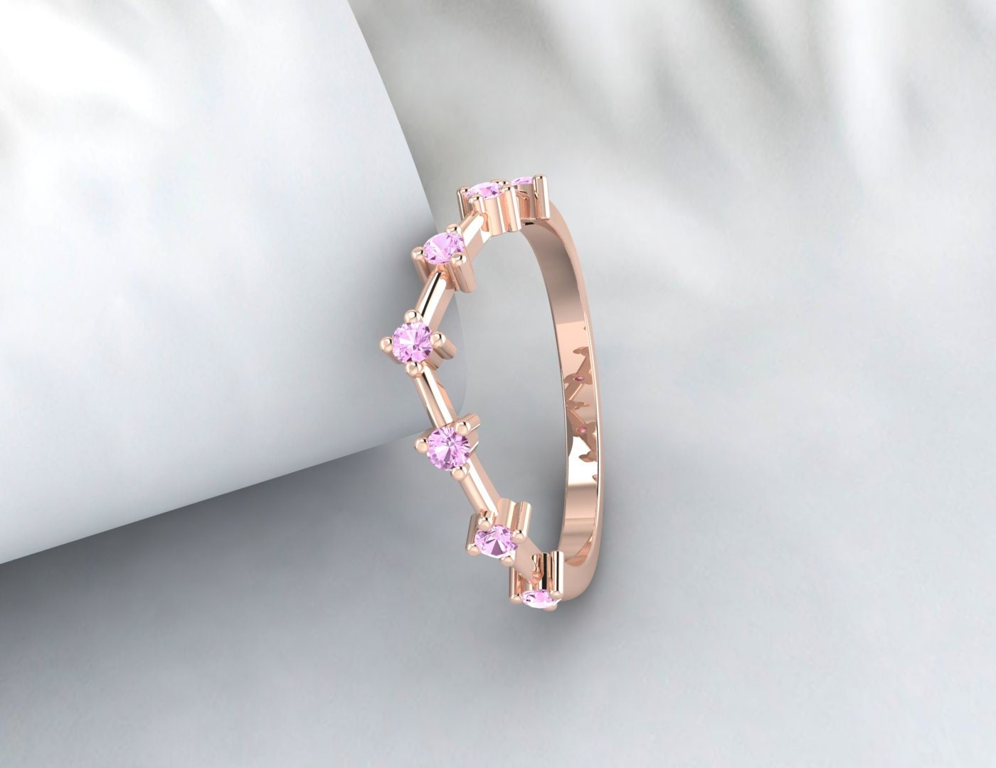 Pink Sapphire Simple Wedding Band Vintage Propose Band For Bride Ring