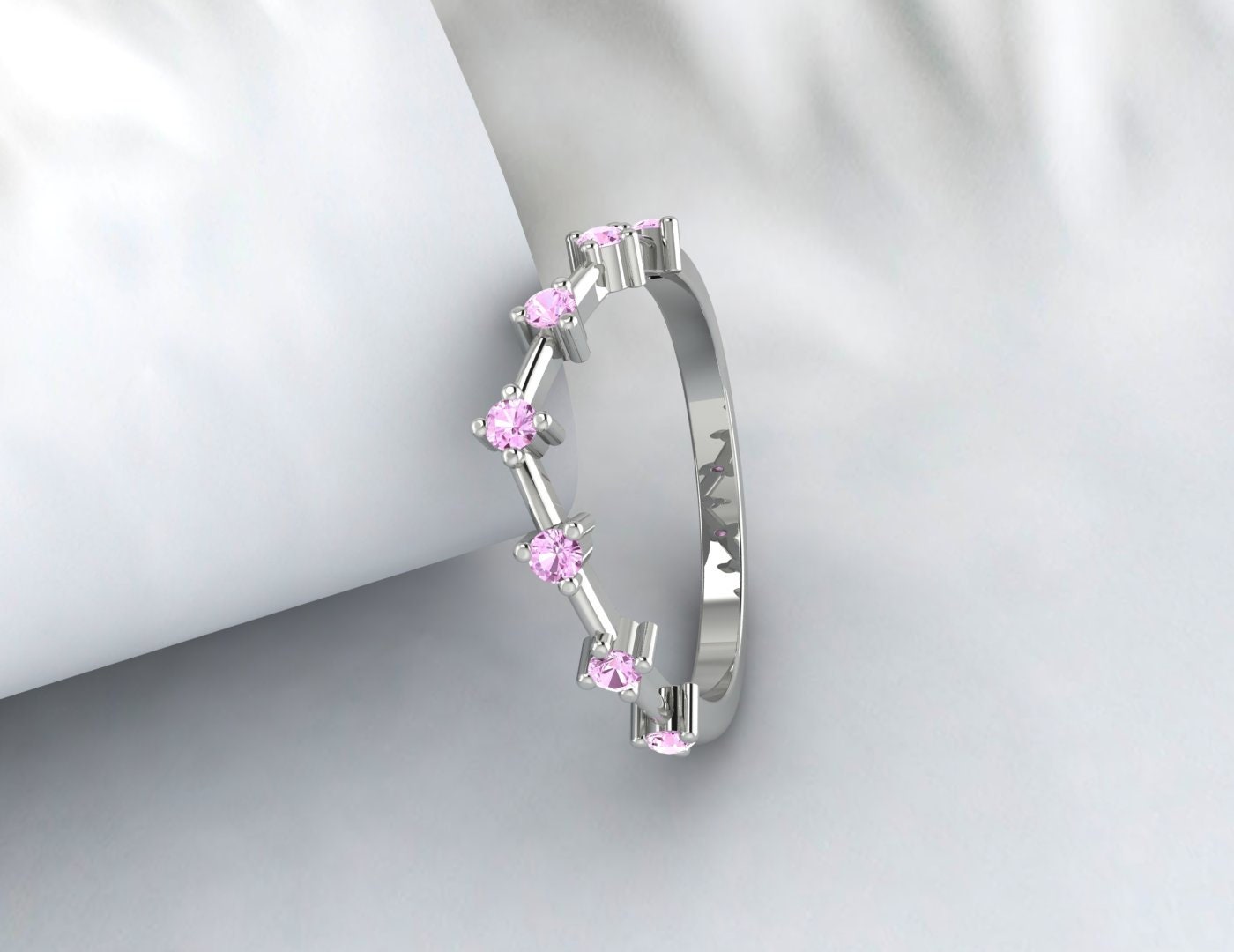 Pink Sapphire Simple Wedding Band Vintage Propose Band For Bride Ring