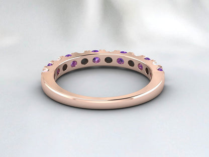 Fire Opal And Amethyst Wedding Band Anniversary Ring Gift For Her