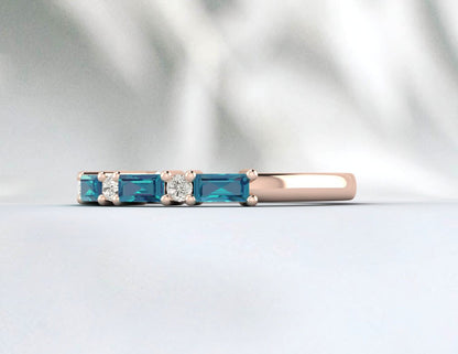 Baguette Blue Topaz Ring Topaz Wedding Ring December Birthstone Ring