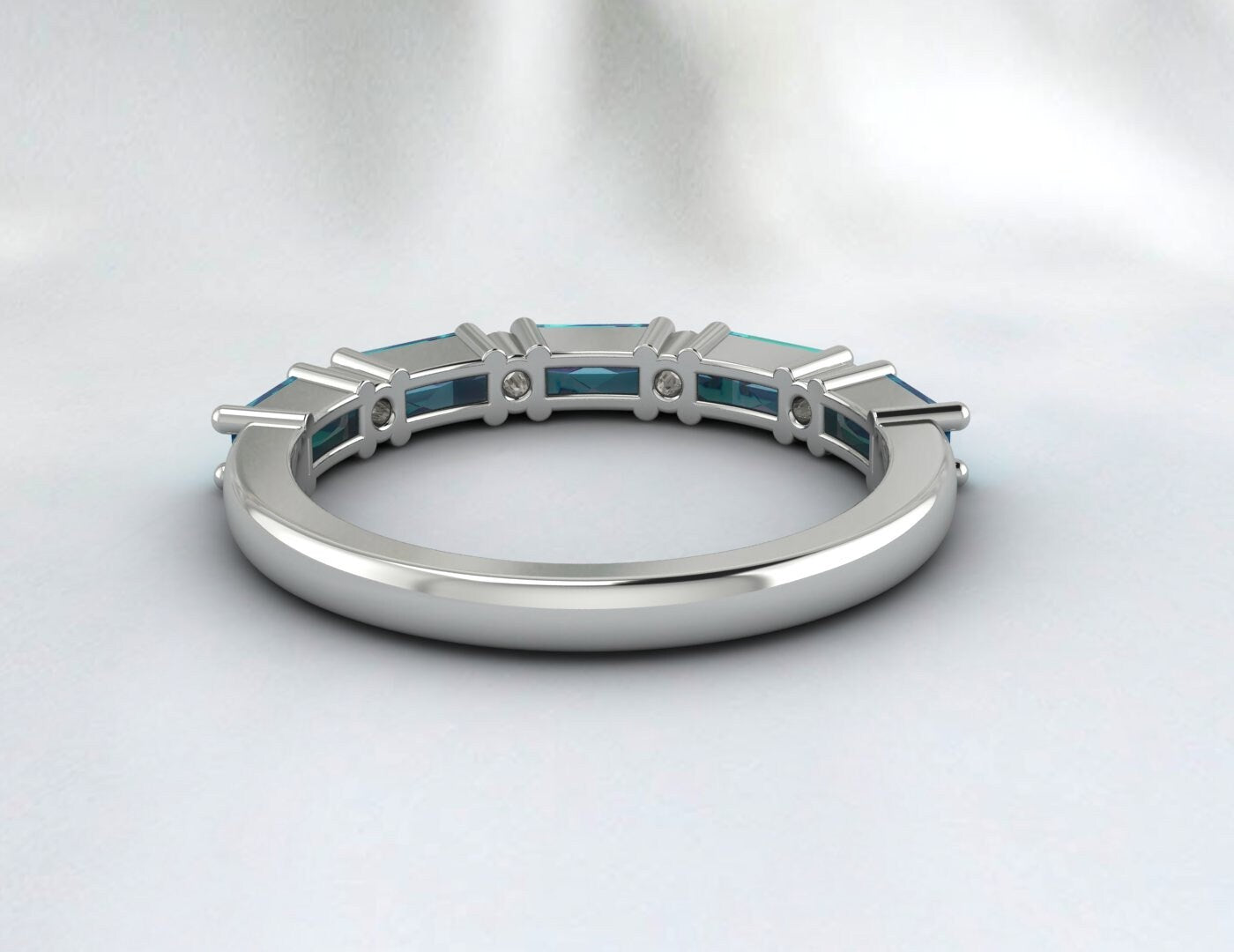 Baguette Bague Topaze Bleue Bague de Mariage Topaze Bague Pierre de Naissance Décembre