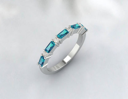 Baguette Bague Topaze Bleue Bague de Mariage Topaze Bague Pierre de Naissance Décembre