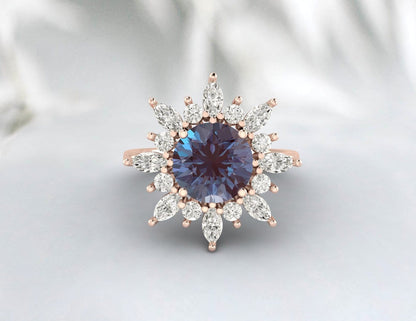 Snowflake Alexandrite Engagement Ring Alexandrite Ring Promise Ring