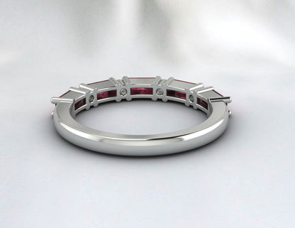 Rhodolite Baguette Garnet January Birthstone Eternity Wedding Band