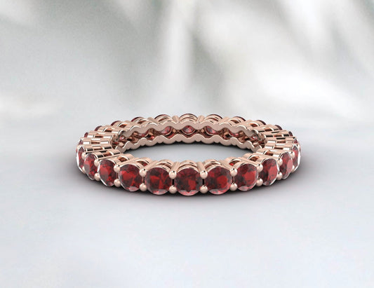 Roter Granat Ehering Eternity Ring Silber Vintage Jubiläumsgeschenk