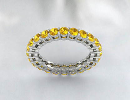 Yellow Citrine Wedding Ring Dainty Ring Silver Anniversary Ring Gift