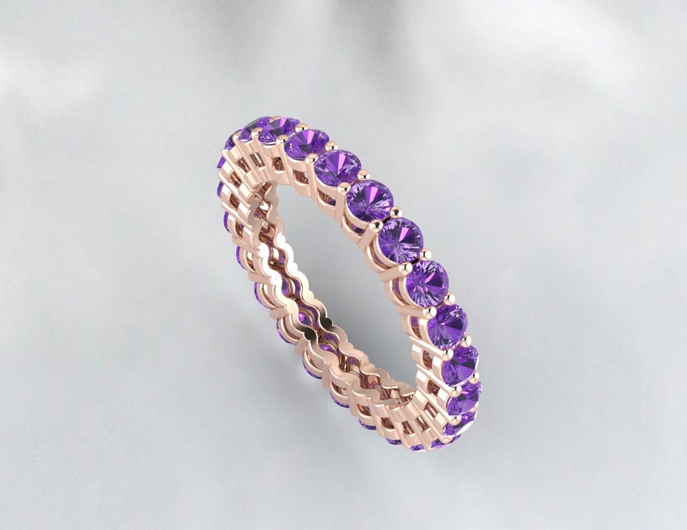 Amethyst Wedding Band 925silver Eternity Bridal Ring Engagement Ring