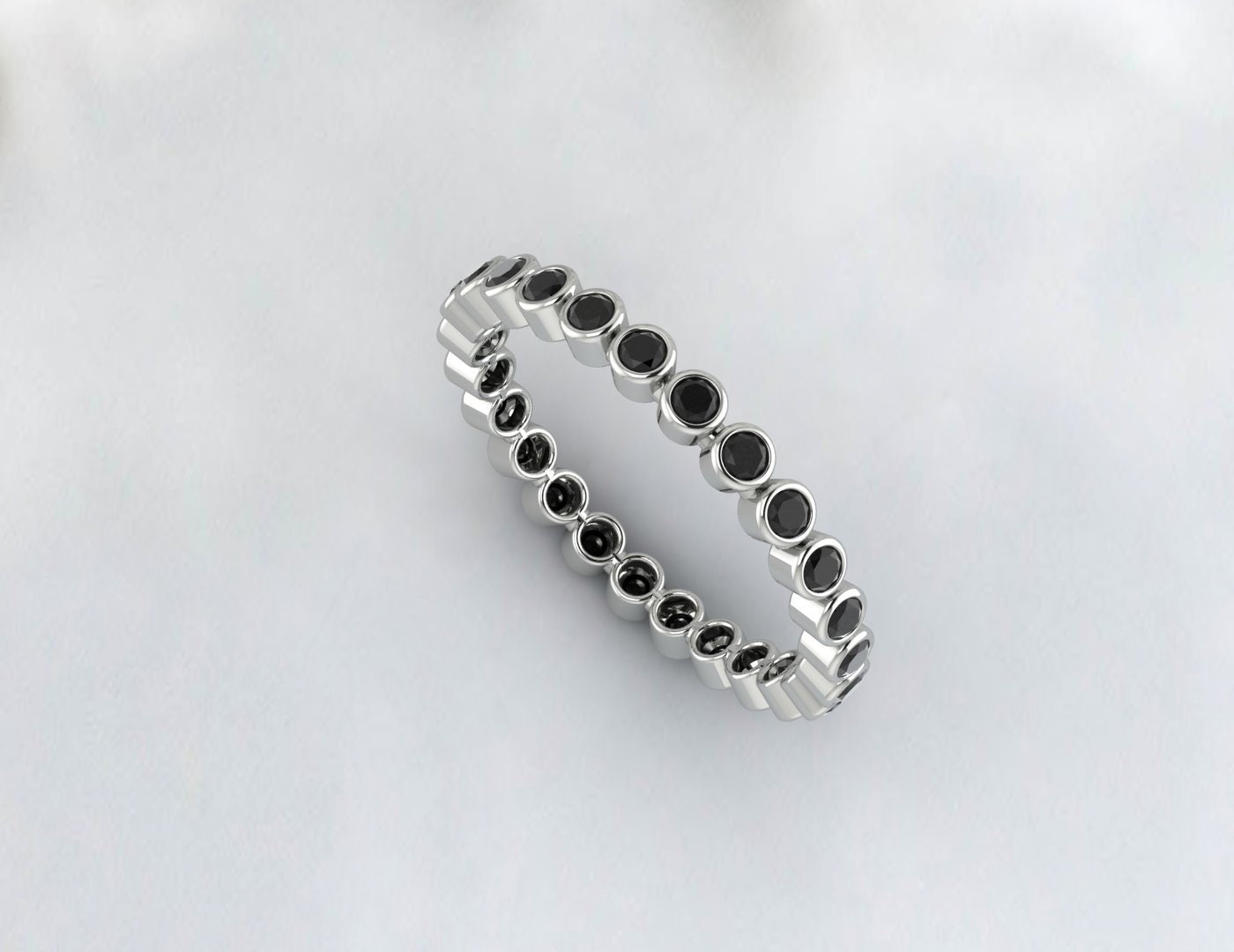 Black Onyx Wedding Band Silver Minimalist Band Anniversary Gift