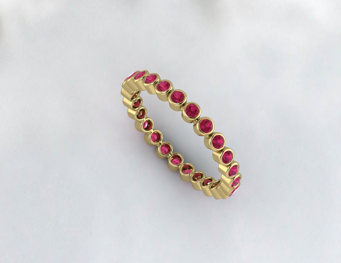 Ruby full Eternity Bezel Set Band 14K Solid Gold Full Eternity July Birthstone Band