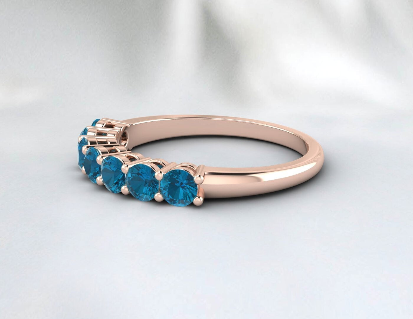 Bague topaze bleue naturelle de Londres, bracelet de mariage en argent, cadeau d'anniversaire