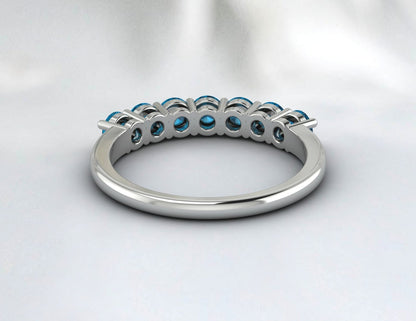 Natural London Blue Topaz Ring Silver Wedding Band Anniversary Gift