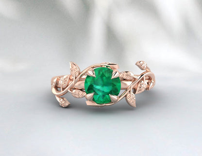 Emerald Engagement Ring Inspired Leaf Ring Promise Ring For Her