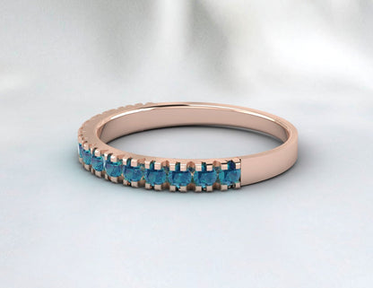 Eternity Band Bague topaze bleue de Londres Bague d'anniversaire Bande en argent