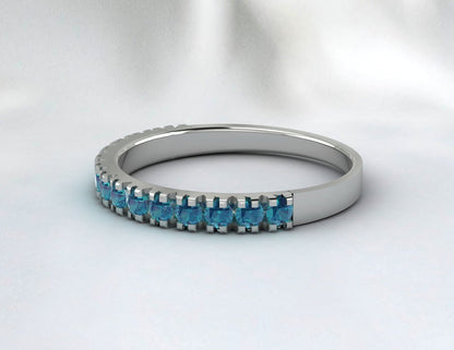 Eternity Band Bague topaze bleue de Londres Bague d'anniversaire Bande en argent