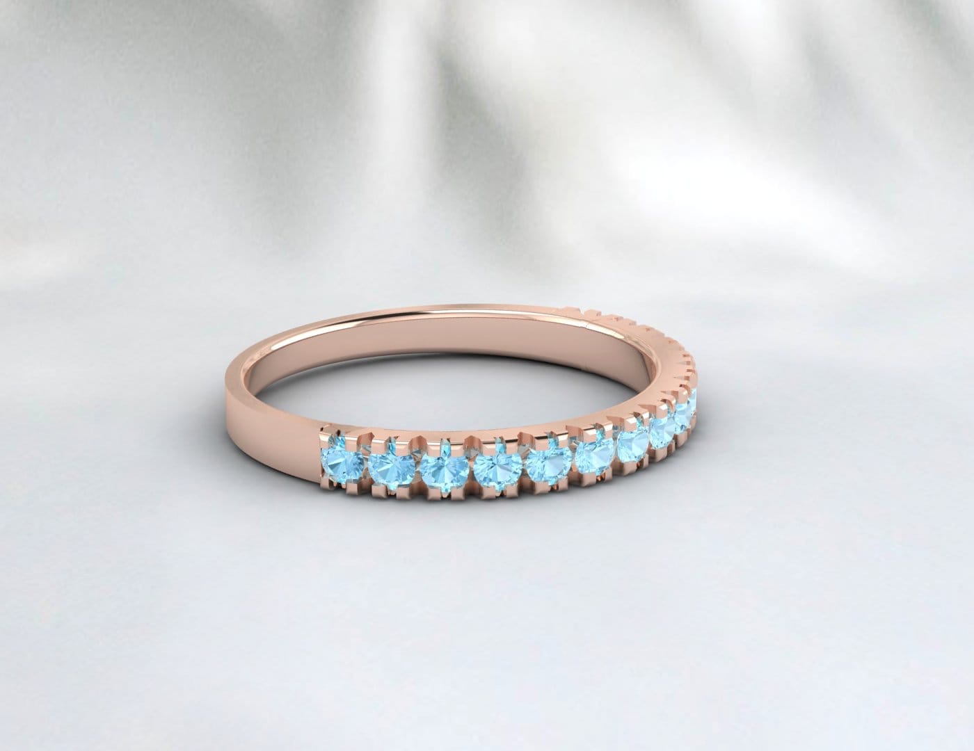 Aquamarine Eternity Ring Half Eternity Band Aquamarine Wedding Band