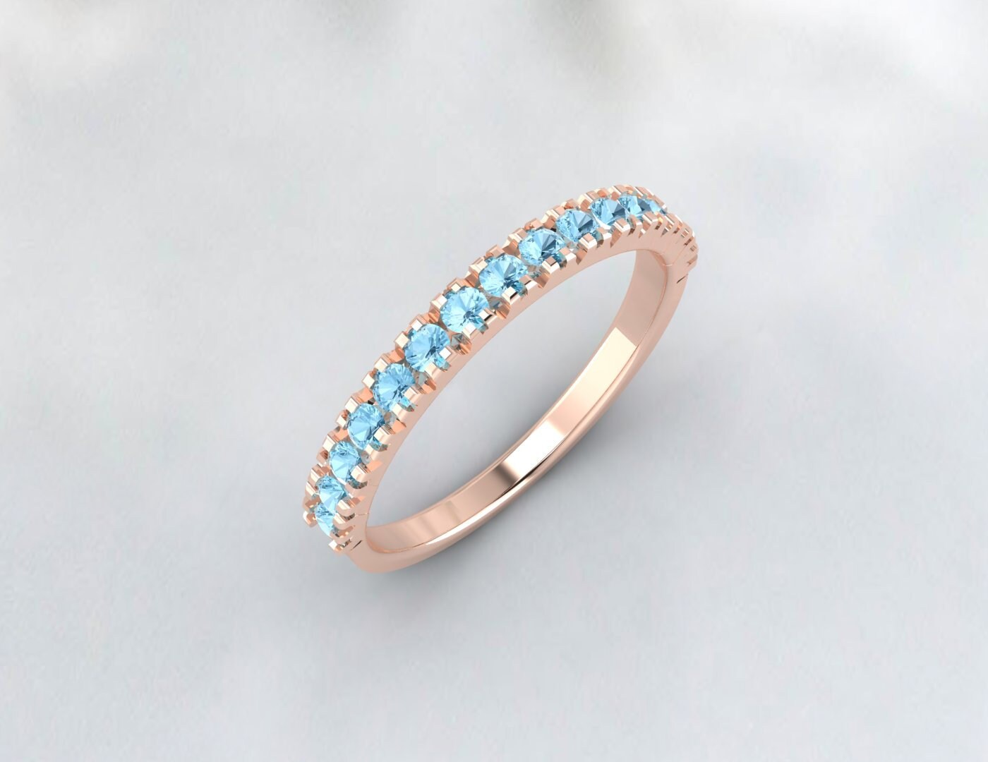 Aquamarine Eternity Ring Half Eternity Band Aquamarine Wedding Band