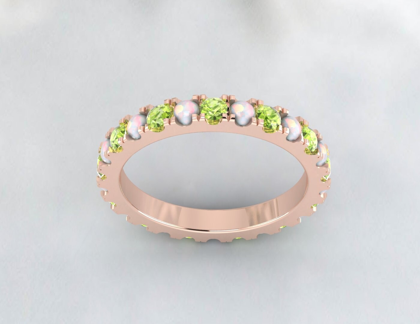 Opal And Peridot Ring Opal Eternity Wedding Band Christmas Day Gift