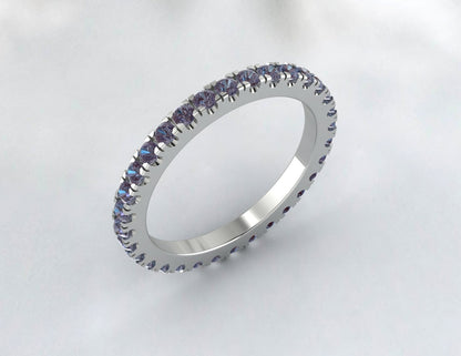 Full Eternity Alexandrite Wedding Ring Eternity Band 925 Silver Ring