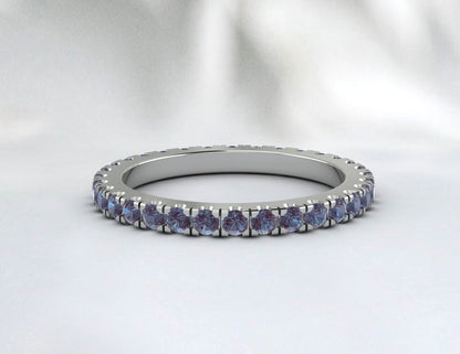 Full Eternity Alexandrite Wedding Ring Eternity Band 925 Silver Ring