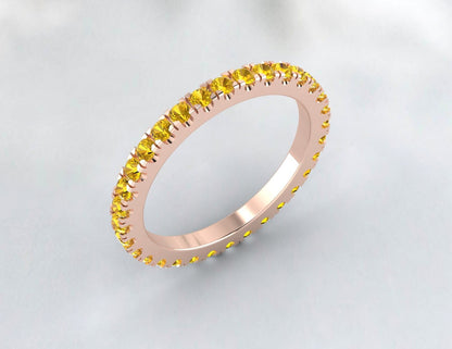 Citrine Full Eternity Wedding Band Engagement Band Gift For Love