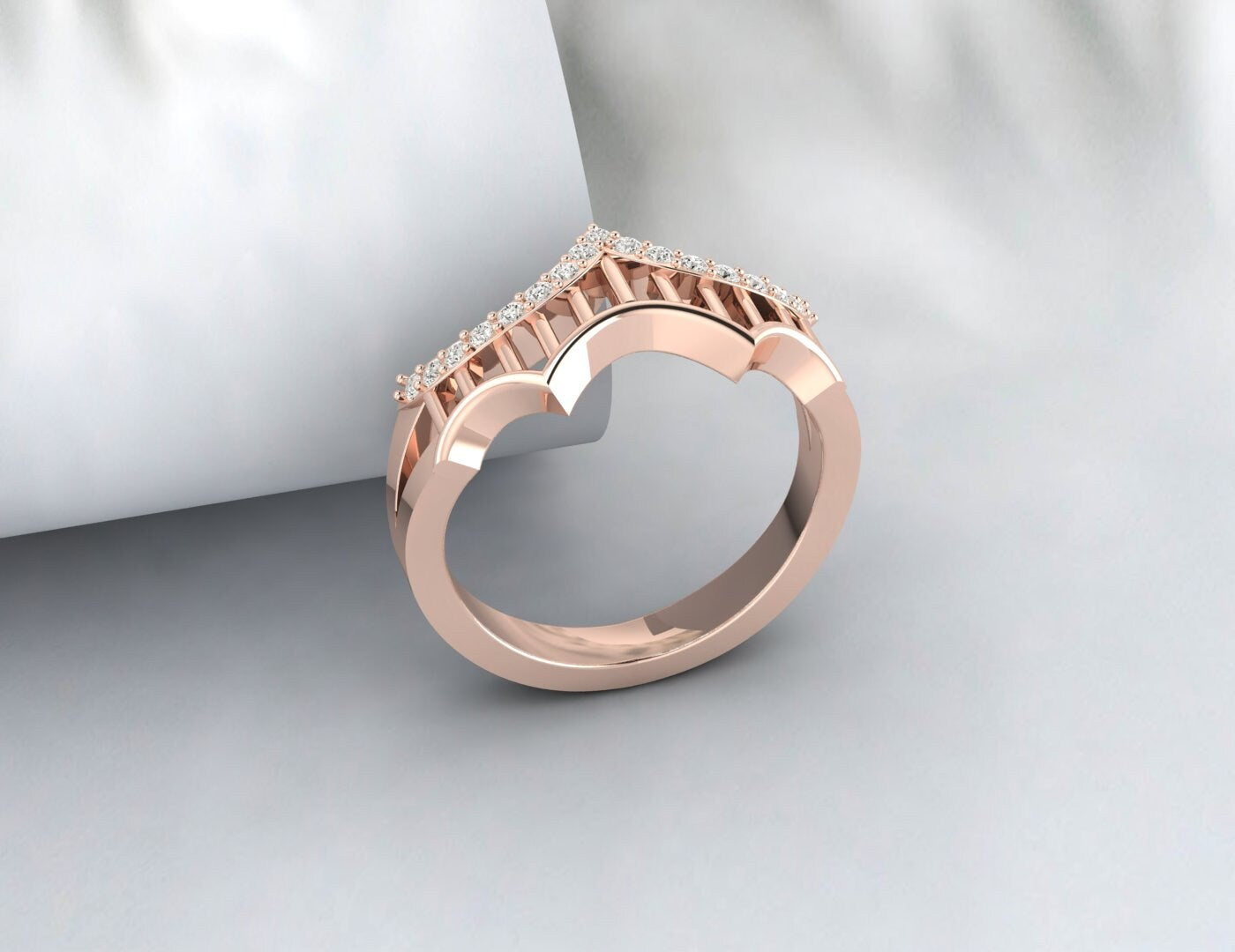 Bague de mariage incurvée en Moissanite en or Rose, cadeau de promesse pour femmes