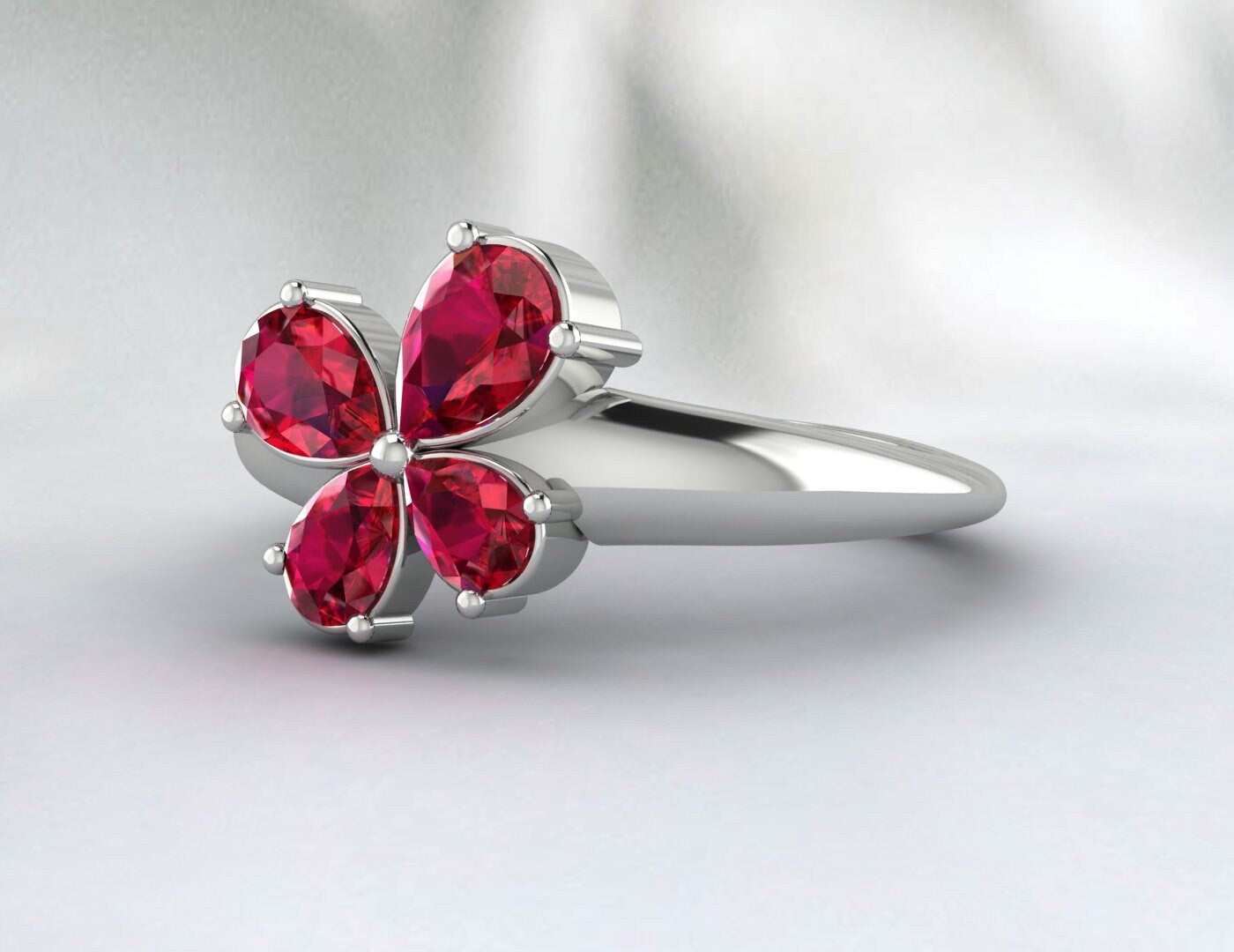 Pear Cut Ruby Anniversary Ring Red Gemstone Ring July Birthstone Ring