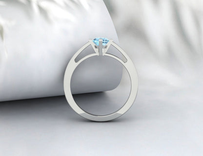 Aquamarine Solitaire Ring Engagement Ring March Birthstone Ring