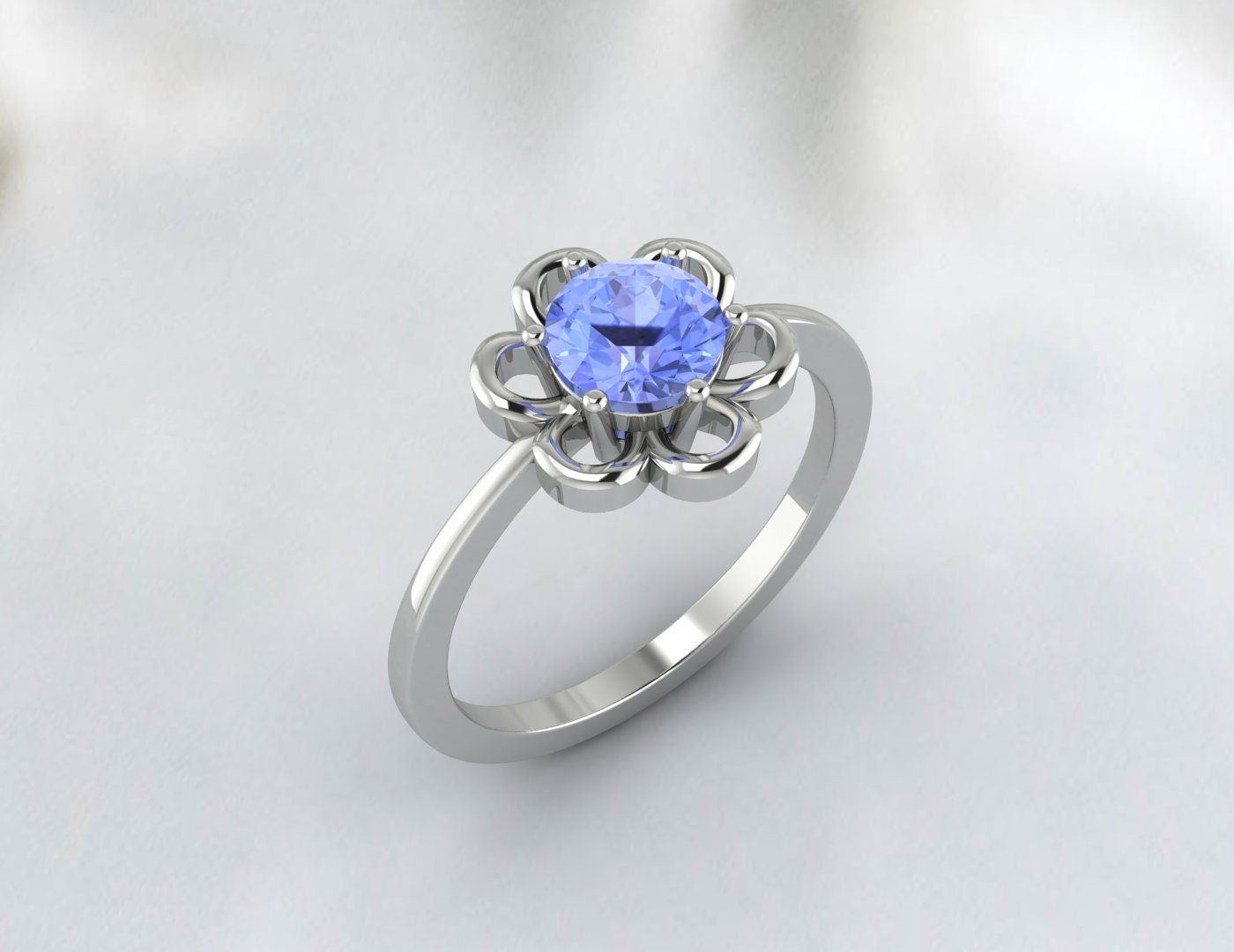 Bague de mariage Tanzanite Bague d’anniversaire de fleur Bague de fiançailles