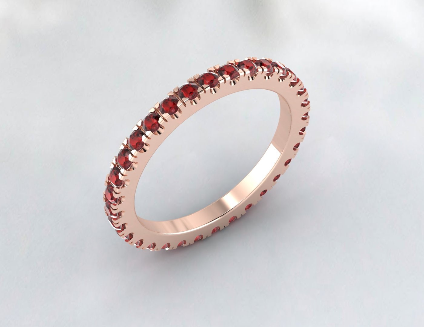 Red Garnet Full Eternity Wedding Band Matching Band Anniversary Gift