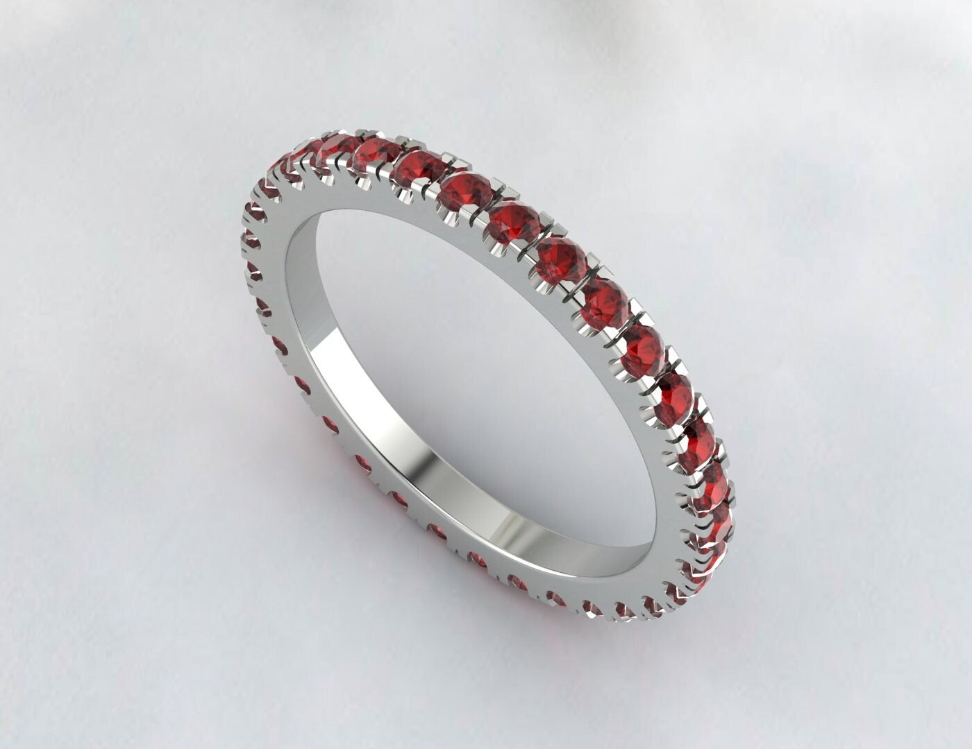 Red Garnet Full Eternity Wedding Band Matching Band Anniversary Gift