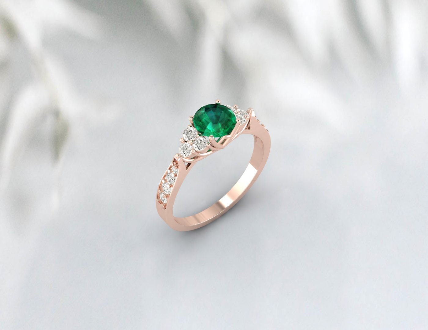 Bague émeraude naturelle, bague émeraude ronde, bague de fiançailles émeraude, bague faite à la main en argent sterling, bague pour femmes, cadeau pour elle, cadeau de Noël