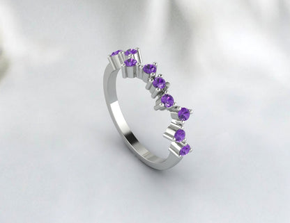 Bague en améthyste délicate Bague en grappe d’améthyste Bague en améthyste pour femmes