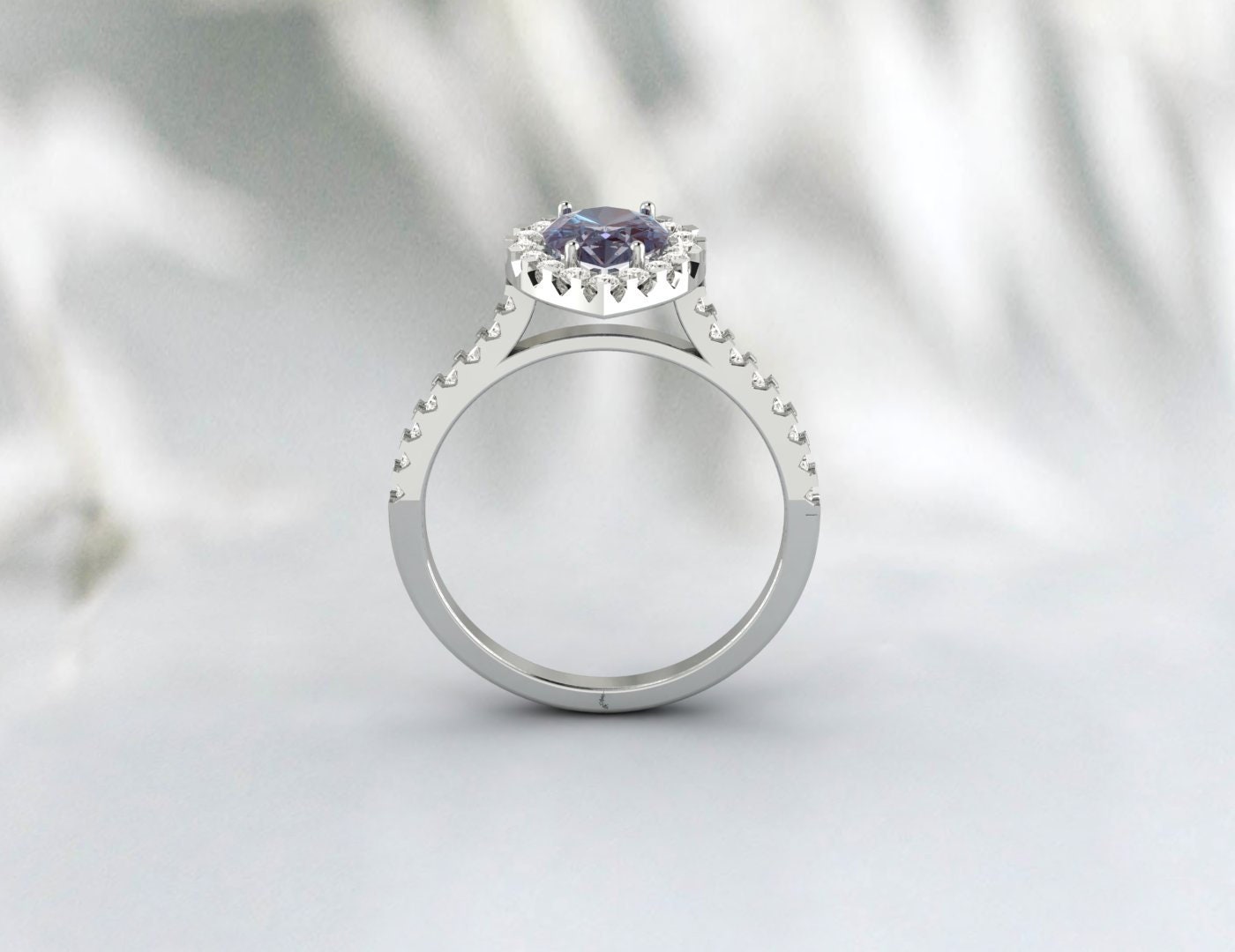 Pear Cut Alexandrite Engagement Ring Moissanite Band Anniversary Gift