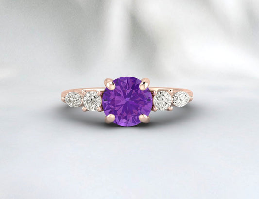 Vintage Amethyst Verlobungsring Ehering Jahrestagsgeschenk