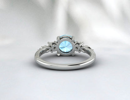 Aquamarine Engagement Ring Wedding Band Anniversary Gift For Her