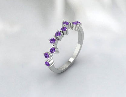 Bague en améthyste délicate Bague en grappe d’améthyste Bague en améthyste pour femmes