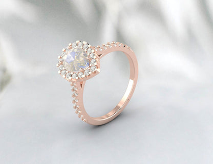 Bague de fiançailles en pierre de lune arc-en-ciel naturelle, bracelet de mariage Unique en diamant