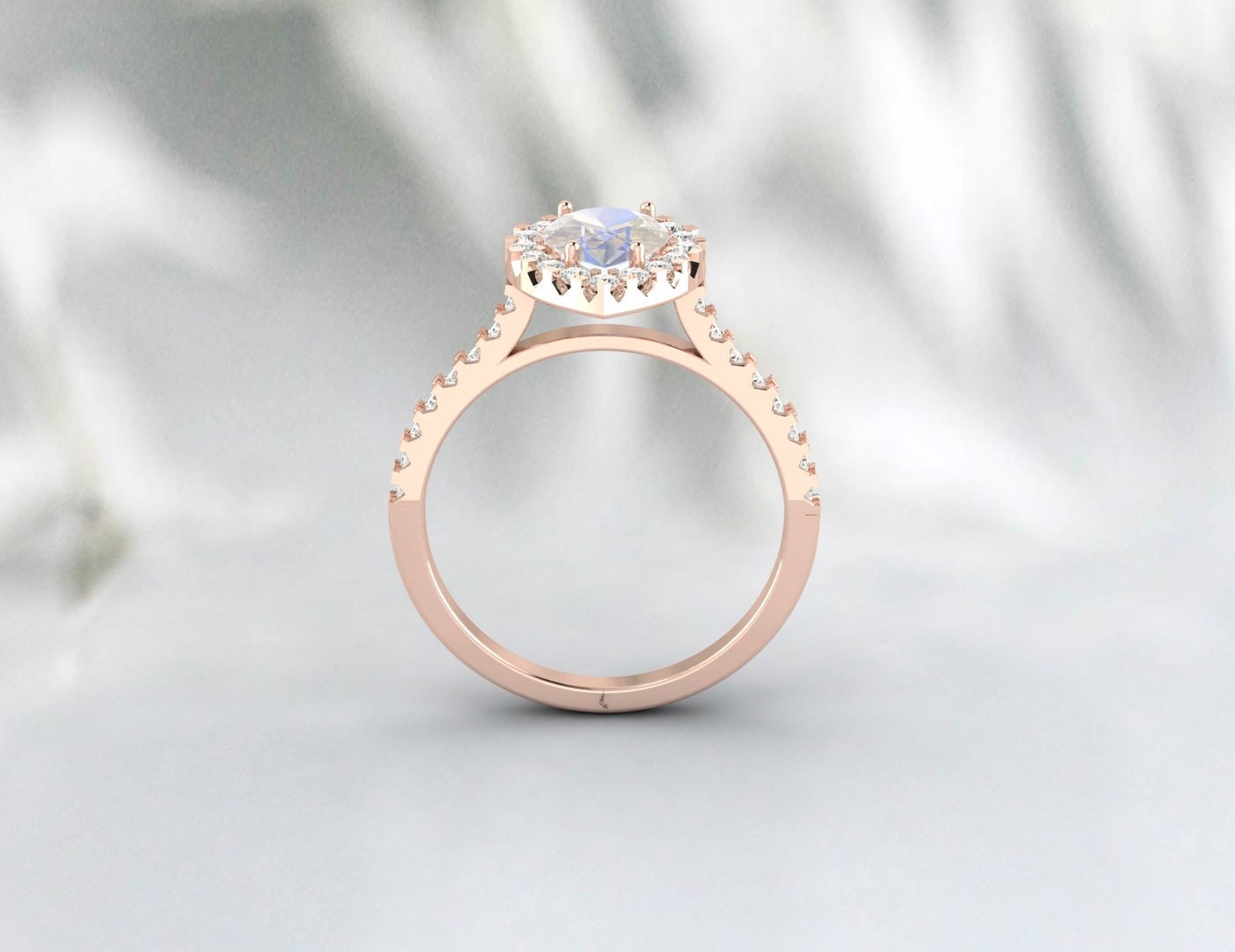 Bague de fiançailles en pierre de lune arc-en-ciel naturelle, bracelet de mariage Unique en diamant